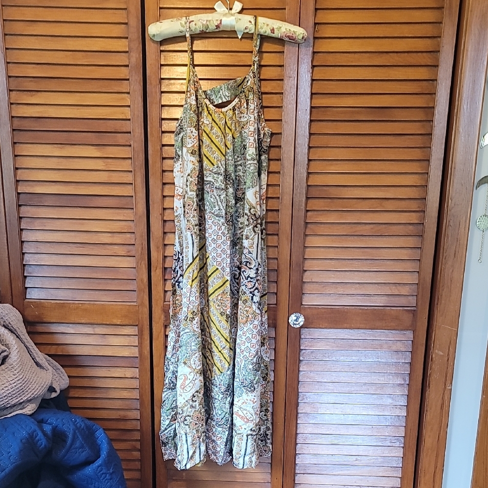 Natural Life Yellow and Green Patterned Maxi Dress